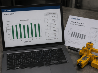 Tư vấn kỹ thuật thang máy báo cáo đo lực căng cáp thang máy ằng Quick Check T giúp xác định nguyên nhân sự cố.